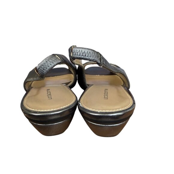 Liz Claiborne metallic silver embellished peep toe slingback heels women's 6 1/2 - Picture 7 of 11